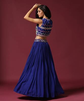 Blue Mirror Work Lehenga Set 2