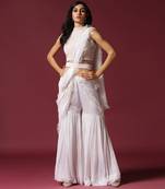 White drape gharara saree