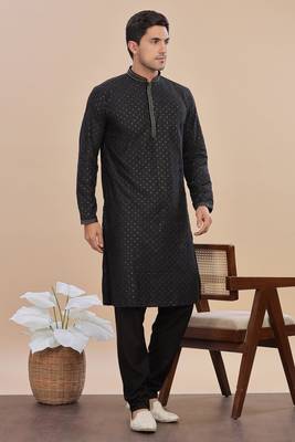 Arruga sylish sequins embroidery rayon kurta pajama 3