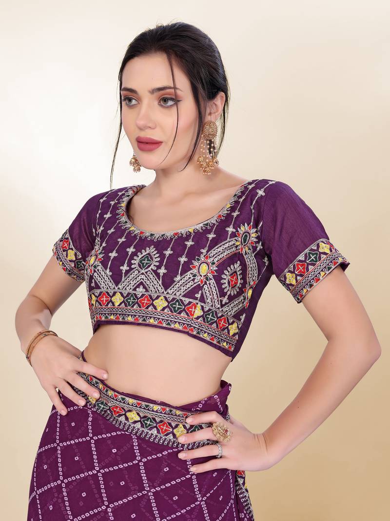 Wine Digital Print With Embroidered Georgette Latest Designers Party Saree
