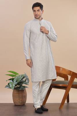 Arruga sylish sequins embroidery rayon kurta pajama 3
