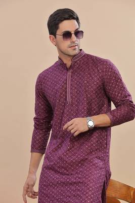 Arruga sylish sequins embroidery rayon kurta pajama 5