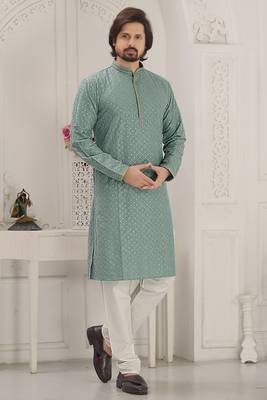 Arruga sylish sequins embroidery rayon kurta pajama 1