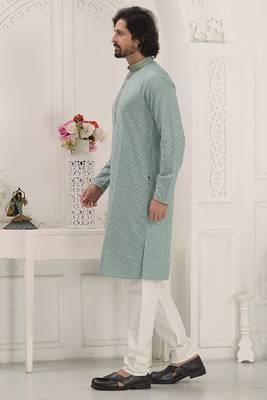 Arruga sylish sequins embroidery rayon kurta pajama 5