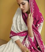 White sequins embroidery wedding anarkali suit semi stitched