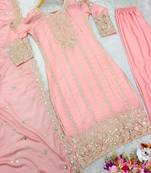 Pink chinon salwar kameez with dupatta