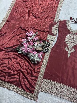 Dusty rose chinon sakwar kameez with dupatta 3