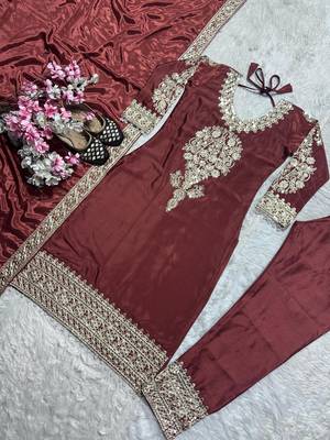 Dusty rose chinon sakwar kameez with dupatta 4