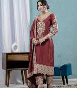 Dusty rose chinon sakwar kameez with dupatta