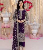 Wine georgette sakwar kameez with dupatta