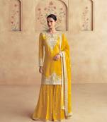 Yellow chinon sakwar kameez with dupatta