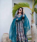 Blue anarkali suit with dupatta