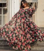 Black georgette anarkali with  dupatta