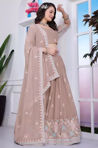 Chiku Sequins Embroidered Star Georgette Designer Indian Lehenga Choli Dress Designs