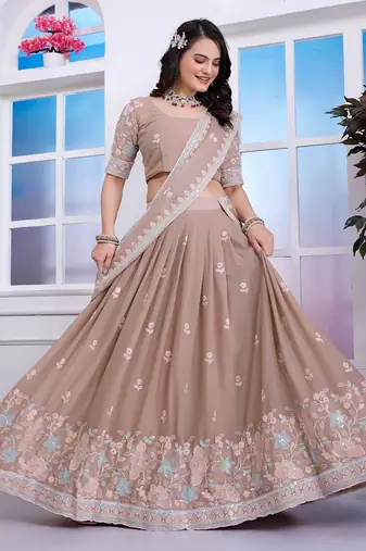 Chiku Sequins Embroidered Star Georgette Designer Indian Lehenga Choli Dress Designs