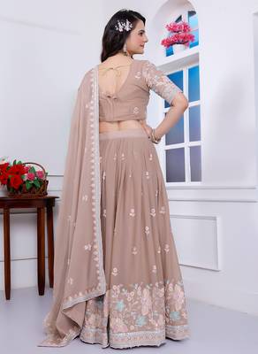 Chiku Sequins Embroidered Star Georgette Designer Indian Lehenga Choli Dress Designs 5