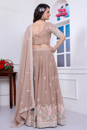 Chiku Sequins Embroidered Star Georgette Designer Indian Lehenga Choli Dress Designs