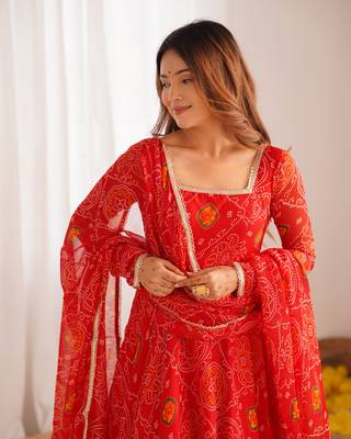  Radiant Bandhej Anarkali Set - Twirl in Tradition 6