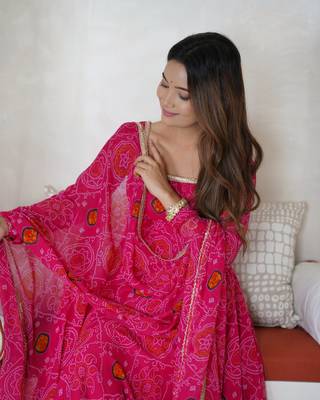  Radiant Bandhej Anarkali Set Twirl In Tradition  1