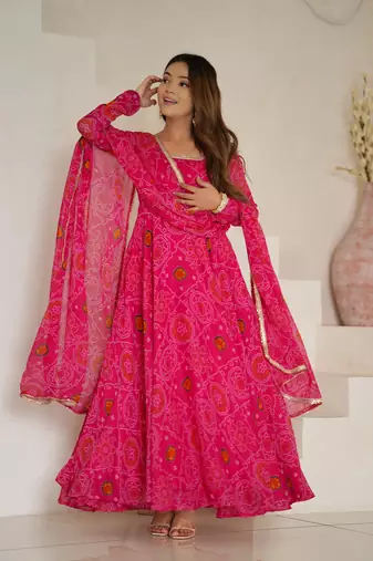  Radiant Bandhej Anarkali Set Twirl In Tradition 