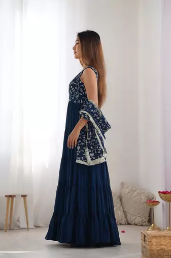  Midnight Elegance - Royal Georgette Anarkali Set