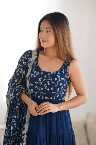  Midnight Elegance - Royal Georgette Anarkali Set