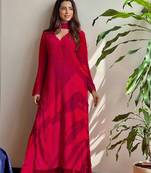 Red georgette kurta with  bottom & dupatta