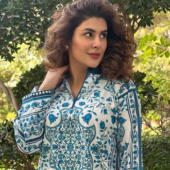 White & blue printed rayon co-ord set 4