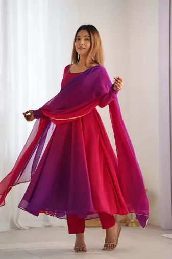 Glamorous Ombre Anarkali Set - Twirl in Style! 