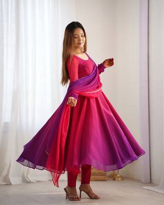 Glamorous Ombre Anarkali Set - Twirl in Style!  3