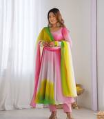 Glamorous Ombre Anarkali Set Twirl In Style!