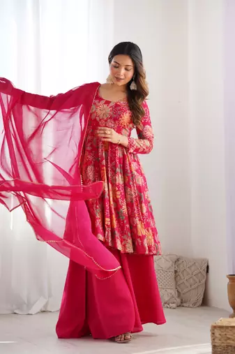 Festive Bloom Kediyakurta Palazzo Set - Effortless Elegance! 