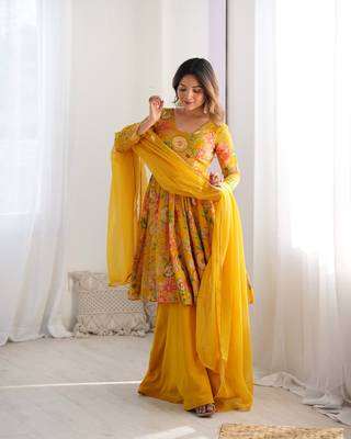 Festive Bloom Kediyakurta Palazzo Set - Effortless Elegance!  3