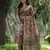 Women's coffee soft tussar silk printed and zari woven saree with blouse