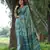 Women's sky blue soft tussar silk printed and zari woven saree with blouse
