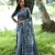 Women's blue soft tussar silk printed and zari woven saree with blouse
