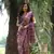 Women's purple soft tussar silk printed and zari woven saree with blouse