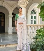 Women's wine soft muga cotton floral weaving traditional saree with blouse