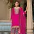 Dark pink premium embroidered chinon salwar suit (free size)