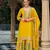 Yellow premium embroidered chinon salwar suit (free size)