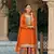 Orange premium embroidered chinon salwar suit (free size)