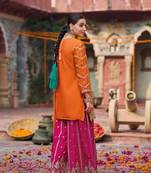 Orange premium embroidered chinon readymade salwar suit (free size)