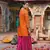 Orange premium embroidered chinon readymade salwar suit (free size)