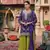 Purple premium embroidered chinon salwar suit (free size)