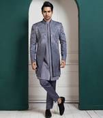 Silver intricate embroidered sherwani