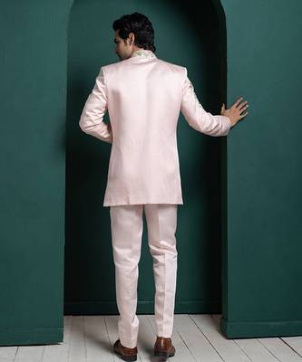 Pastel lotus embroidered bandhgala set 3