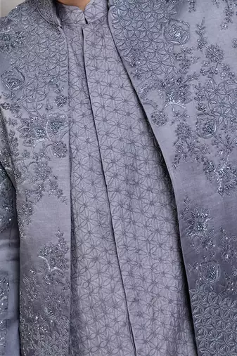 Silver intricate embroidered sherwani