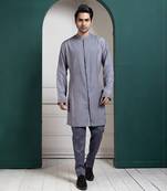 Silver intricate embroidered kurta set