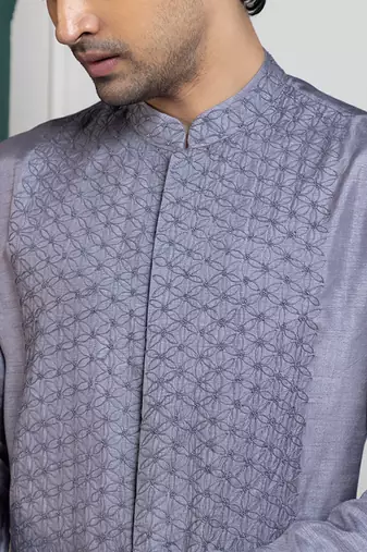 Silver intricate embroidered kurta set
