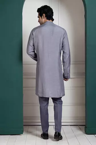 Silver intricate embroidered kurta set
